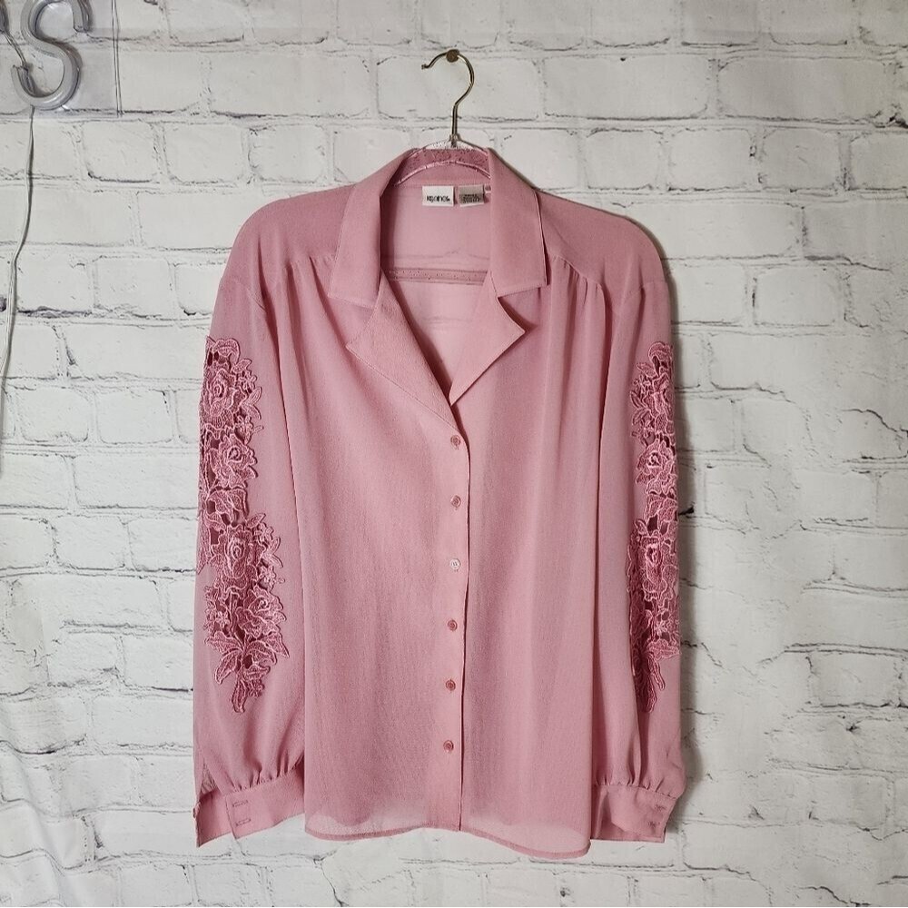 Together, women's blush pink blouse size L